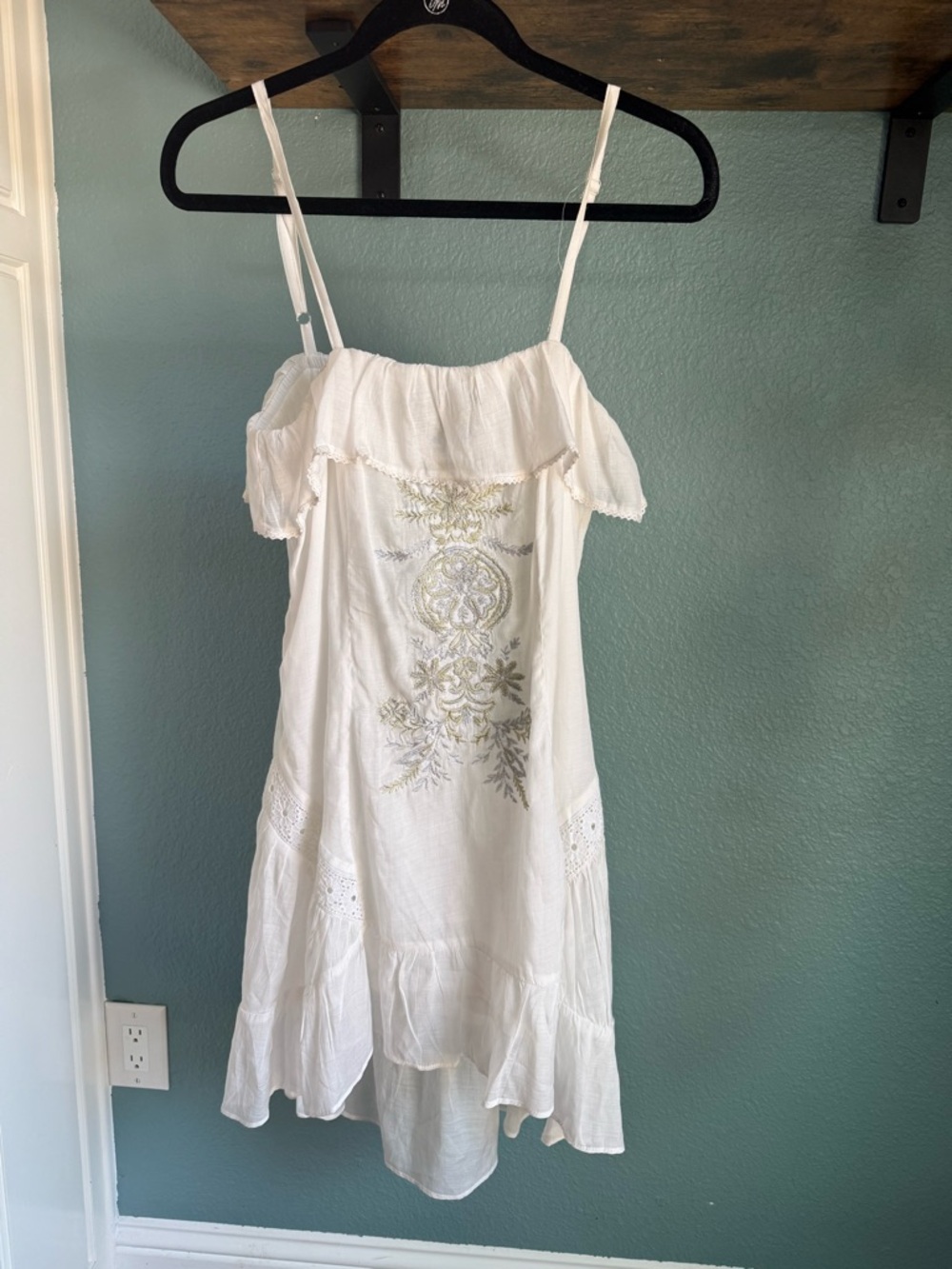 Faeriecore White Mini Dress Young Threads L Embroidered Cottagecore